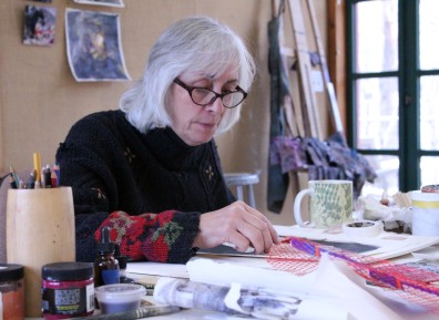 November Weir Farm Artist-in-Residence Linda Packard, of Maine, in the art studio in Wilton on Tuesday, Nov. 21, 2017.