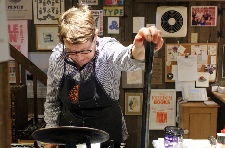 Lynda Campbell opened her print shop, Saltbox Press, in the basement of her home on Ridgefield Road.